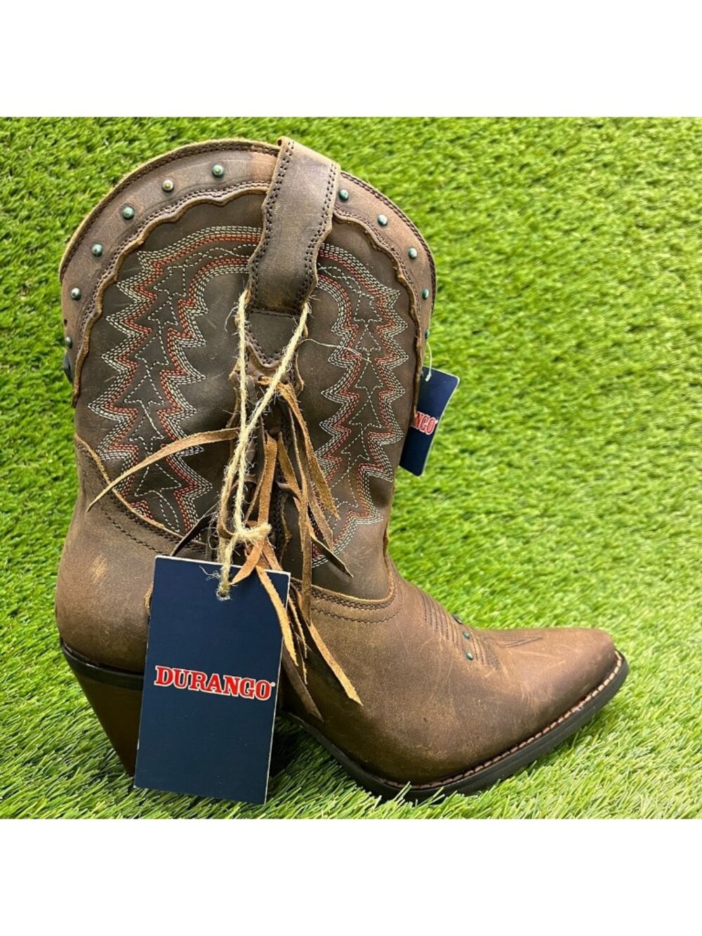 Durango Crush Womens Size 8.5 Brown Cowgirl Western Snip Toe Zip Fashion Boots
